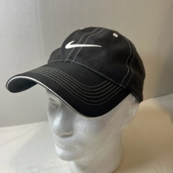 Black w/White Trim Logo NIKEGOLF Cap Hat Adjustable - Picture 5 of 11